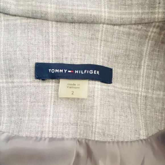 NWOT Tommy Hilfiger Womens Sz 2 Gray Plaid Blazer Lined Long  Career Wear, f23 - Picture 3 of 12